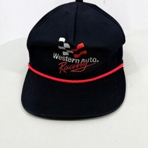 Western Auto Racing Hat Mens Black Red Rope Snapback Made in USA Nascar 90s‎ Cap